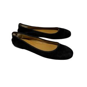 J. Crew Black Nubuck Leather Ballet Flats made in Italy US 8.5